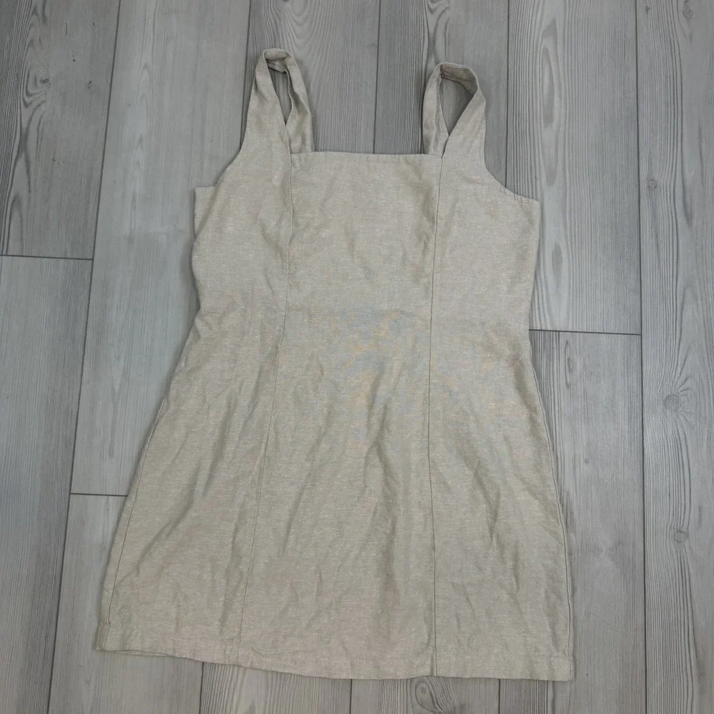 Old Navy Square-Neck Linen-Blend Mini‎ Dress - Size XL Flax Beige